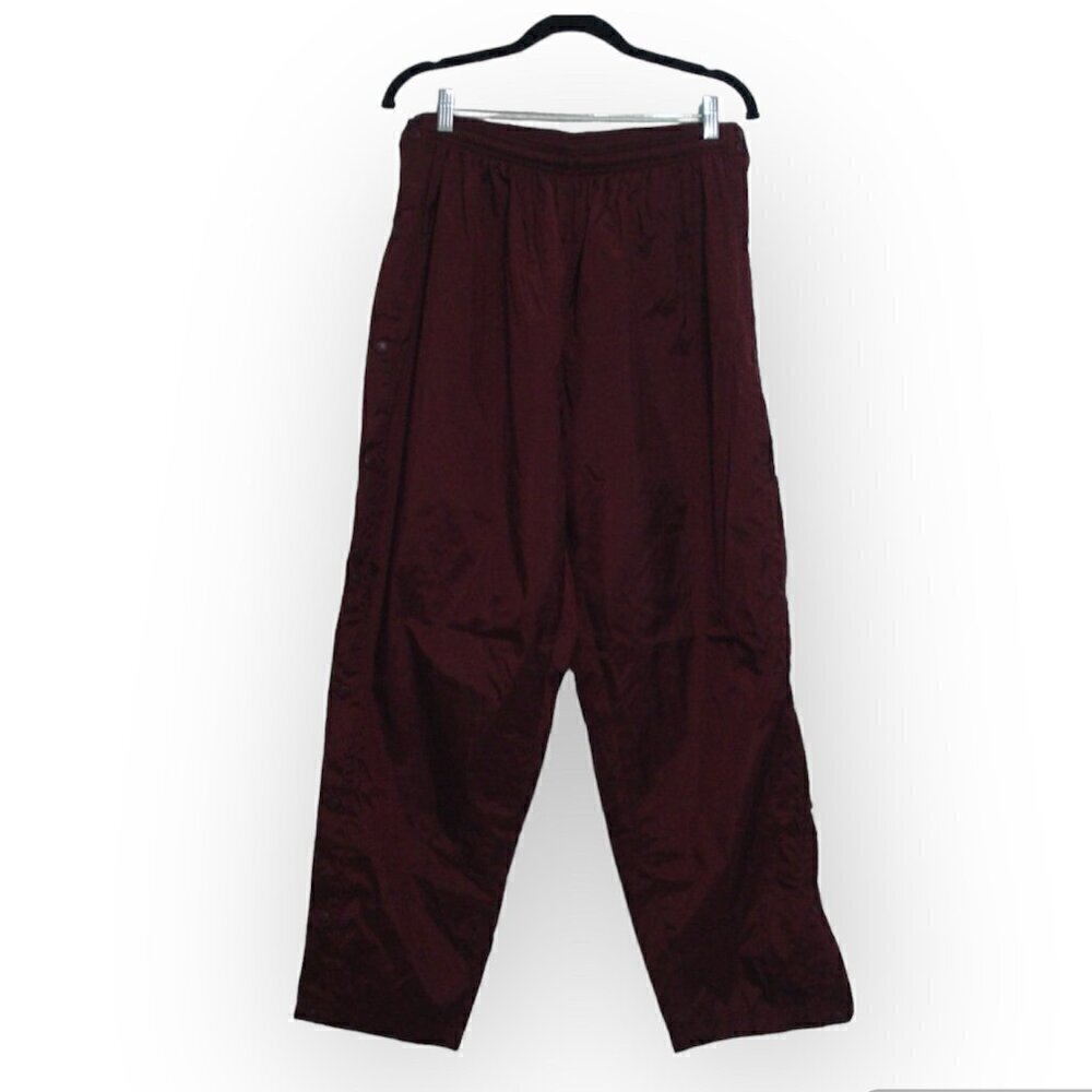 CHAMPION Windbreaker Pants Men's Size XL Red Side Snap On Tracksuit Basketball